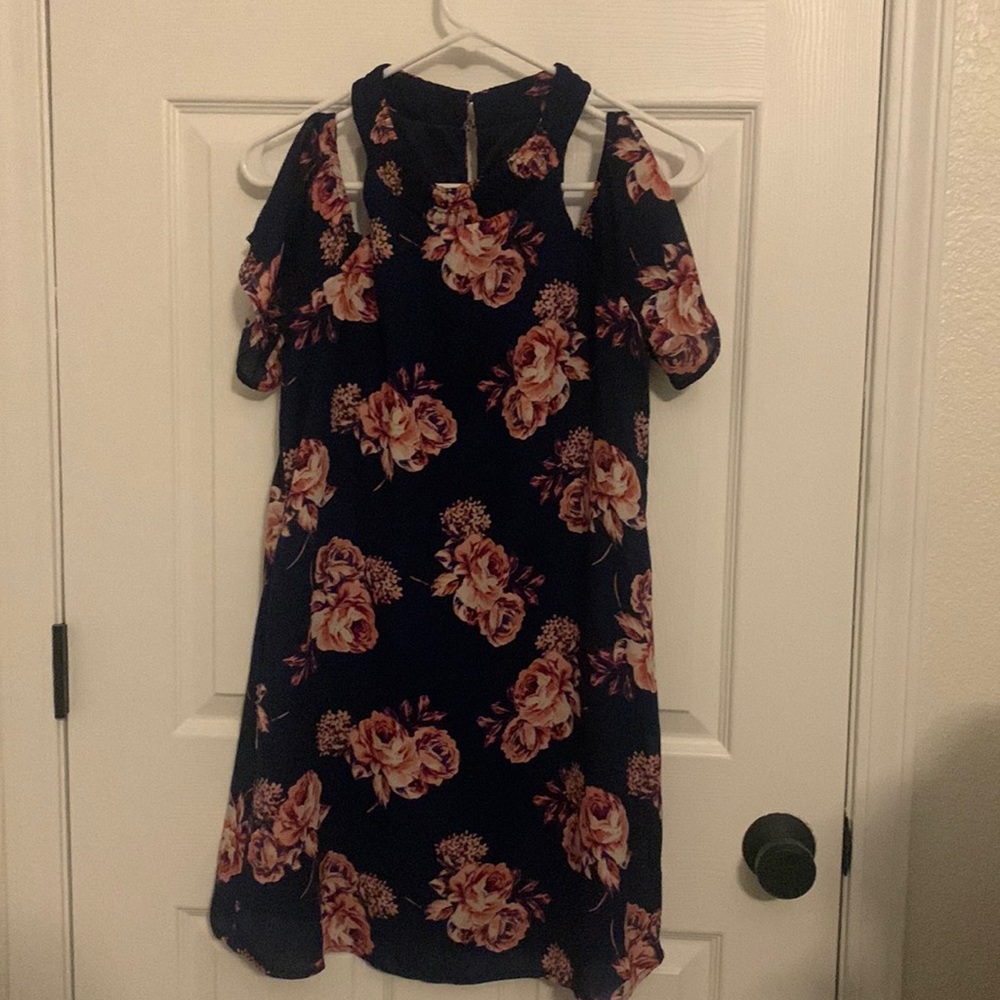 Navy off shoulder formal dress